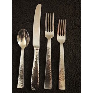 Godinger CASTELLO Glossy Hammered Stainless Flatware Lot Of 4 Pieces